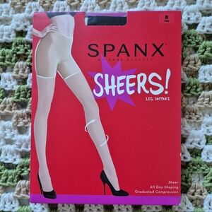 Spanx By Sara Blakely Sheers Leg Support Pantyhose Size B Black New Open